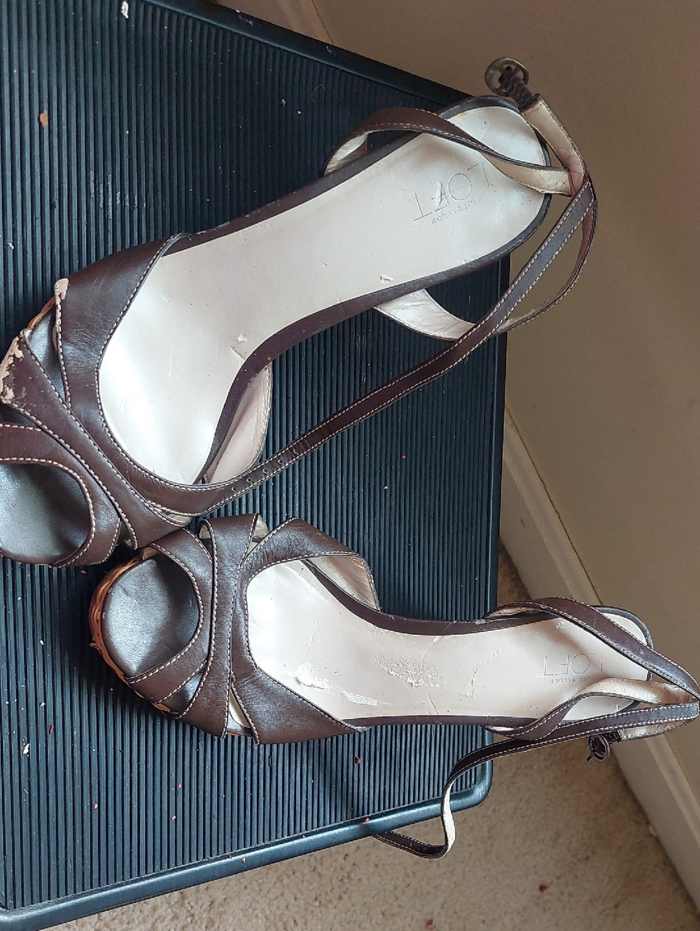 LOFT Brown Open-Toe Slingback Wedge Heels